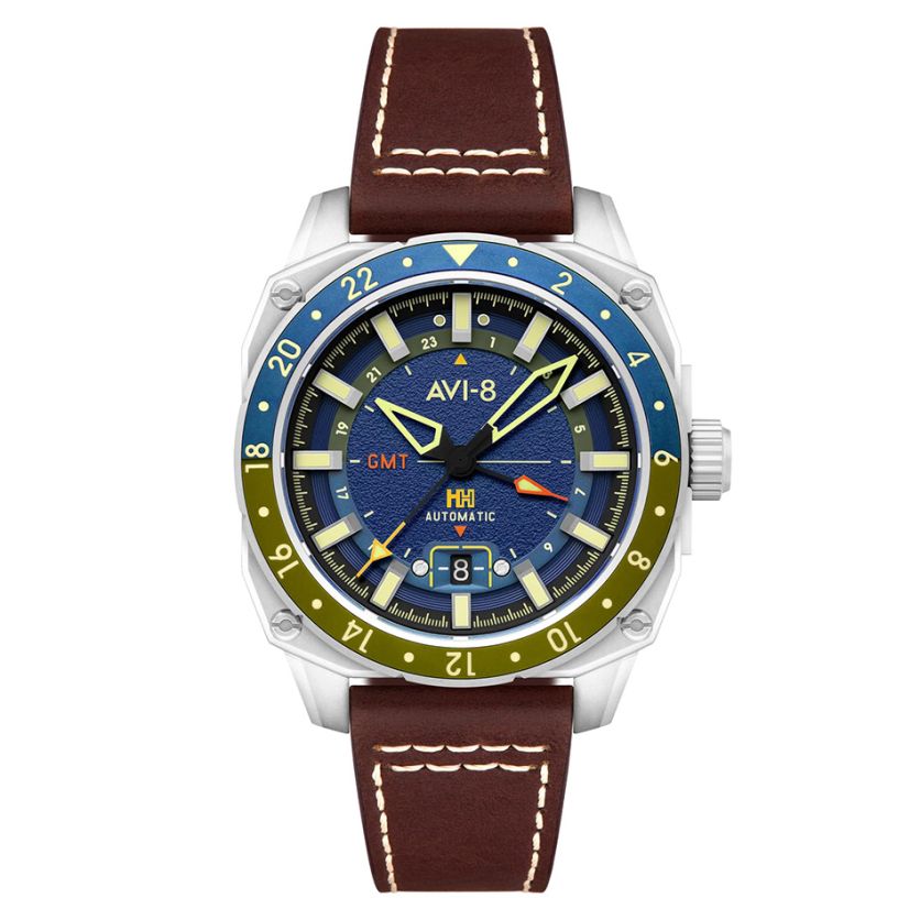 AVI-8 Atlas GMT Automatic Earth Blue AV-4122-02 AVI-8 Atlas GMT Automatic Earth Blue AV-4122-02