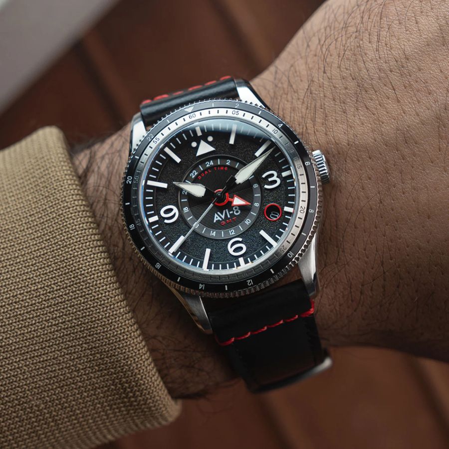 AVI-8 Flyboy Airmaster GMT Automatic Engine Black AV-4128-01