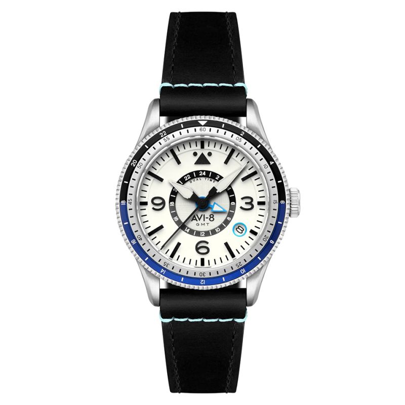 AVI-8 Flyboy Airmaster GMT Automatic Wing Silver AV-4128-02 AVI-8 Flyboy Airmaster GMT Automatic Wing Silver AV-4128-02
