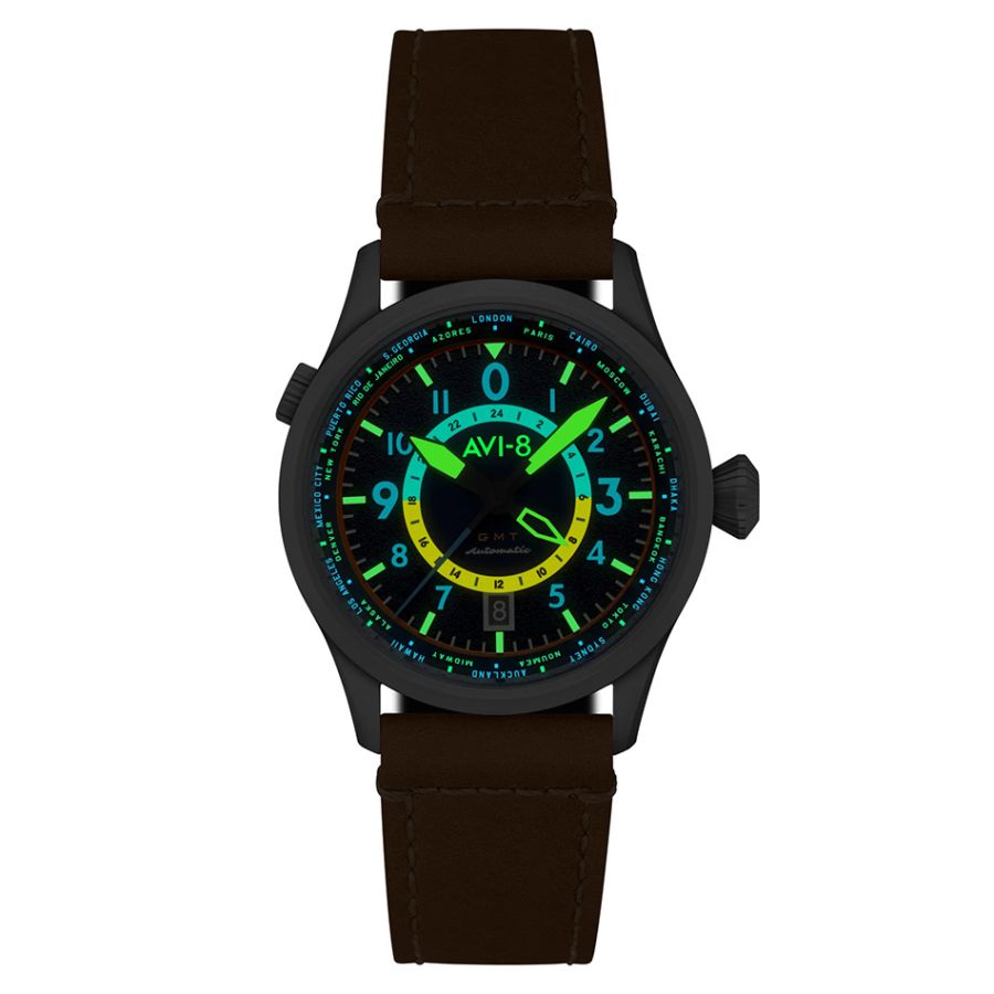 AVI-8 Flyboy Wingman Worldtimer GMT Automatic Atlantic Blue AV-4120-01