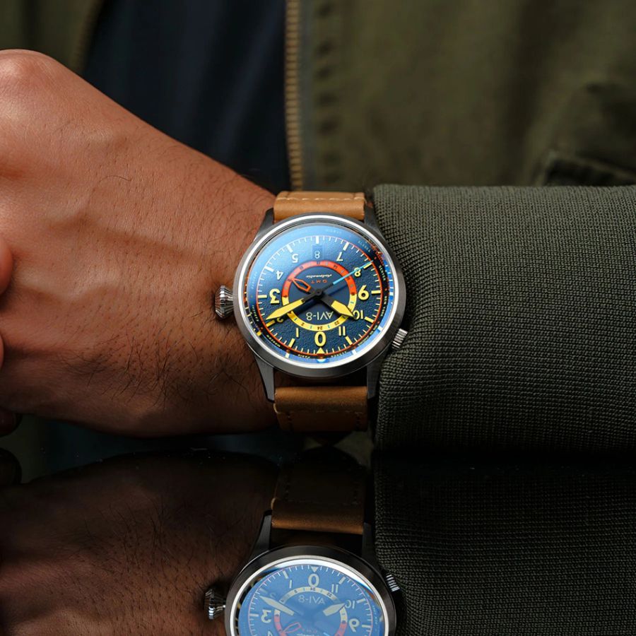 AVI-8 Flyboy Wingman Worldtimer GMT Automatic Atlantic Blue AV-4120-01