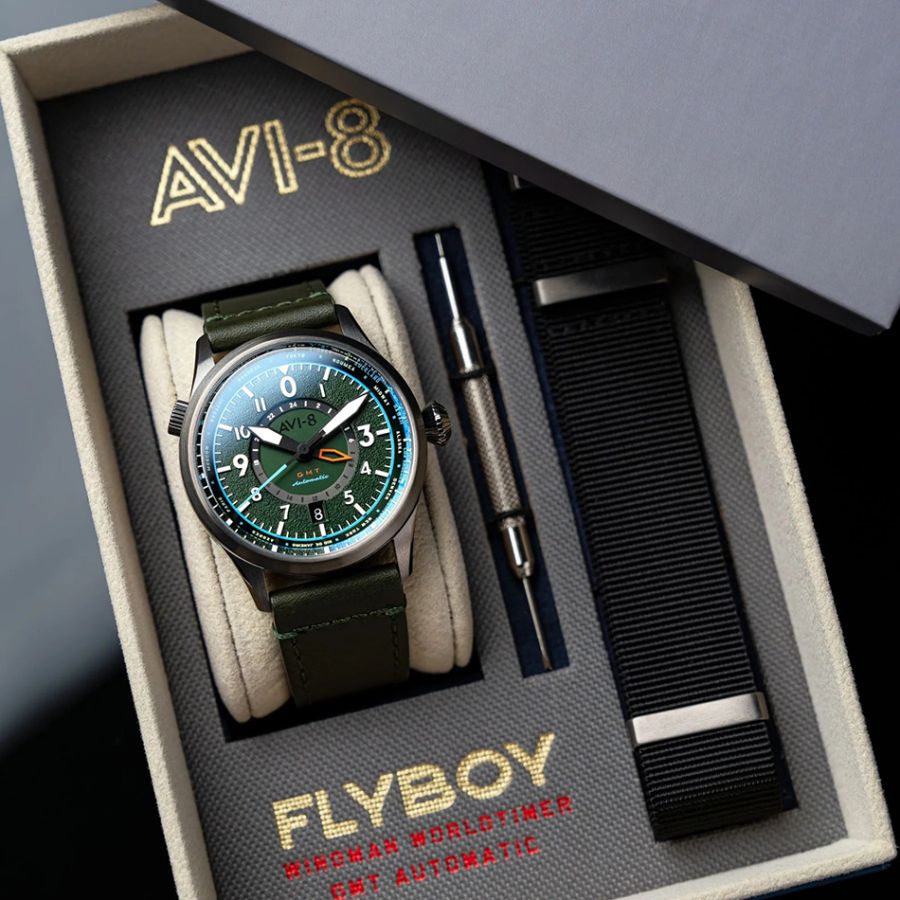 AVI-8 Flyboy Wingman Worldtimer GMT Automatic Jungle Green AV-4120-05