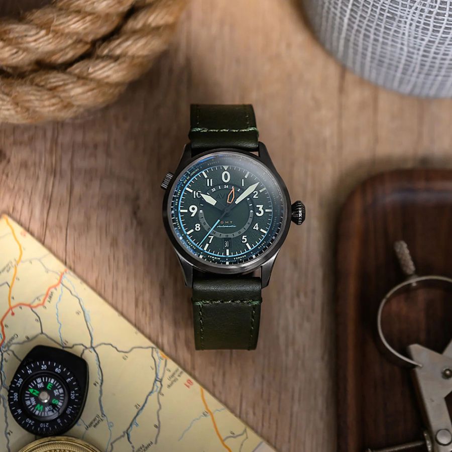 AVI-8 Flyboy Wingman Worldtimer GMT Automatic Jungle Green AV-4120-05