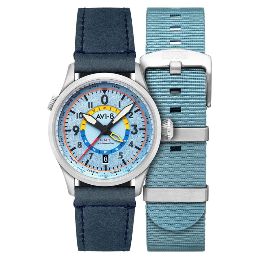 AVI-8 Flyboy Wingman Worldtimer GMT Automatic Power Blue AV-4120-03 AVI-8 Flyboy Wingman Worldtimer GMT Automatic Power Blue AV-4120-03