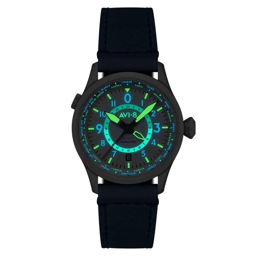 AVI-8 Flyboy Wingman Worldtimer GMT Automatic Power Blue AV-4120-03