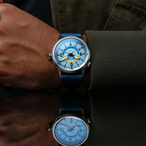 AVI-8 Flyboy Wingman Worldtimer GMT Automatic Power Blue AV-4120-03 AVI-8 Flyboy Wingman Worldtimer GMT Automatic Power Blue AV-4120-03