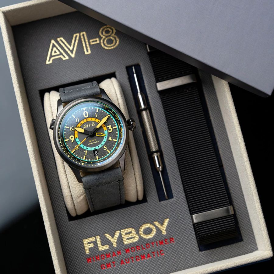 AVI-8 Flyboy Wingman Worldtimer GMT Automatic Tropical Grey AV-4120-04