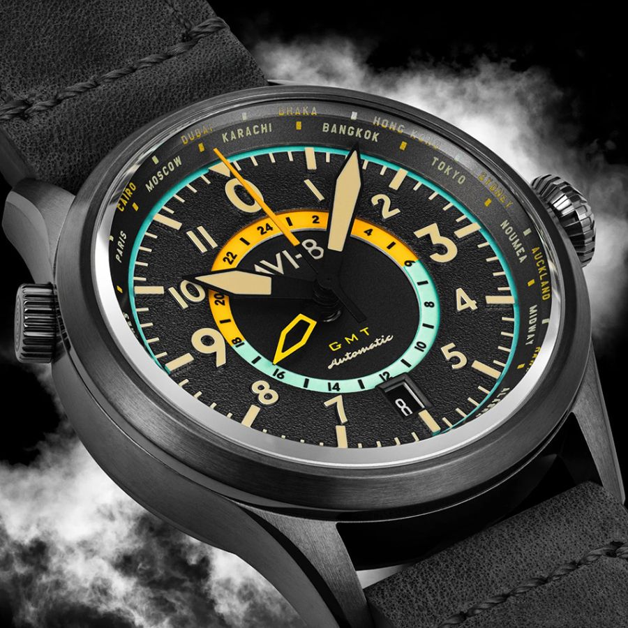 AVI-8 Flyboy Wingman Worldtimer GMT Automatic Tropical Grey AV-4120-04