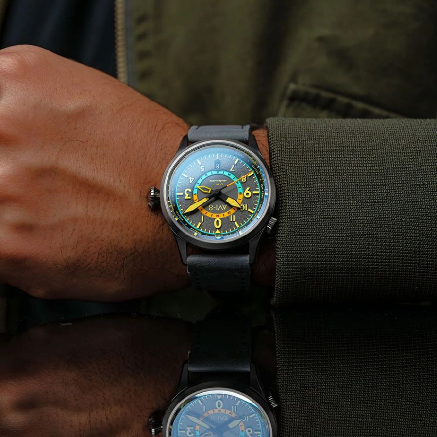 AVI-8 Flyboy Wingman Worldtimer GMT Automatic Tropical Grey AV-4120-04
