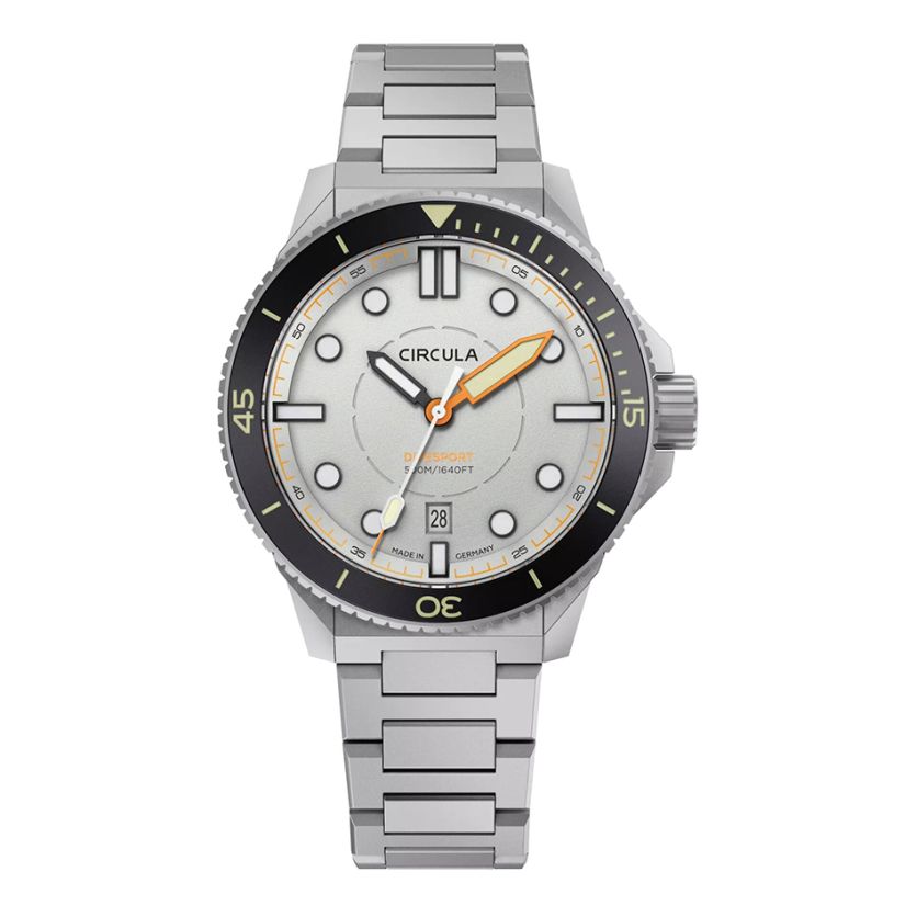 Circula DiveSport Titanium Grey Black Bezel Bracelet Silver Circula DiveSport Titanium Grey Black Bezel Bracelet Silver