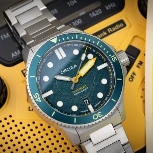 Circula DiveSport Titanium Petrol Blue Bezel Bracelet