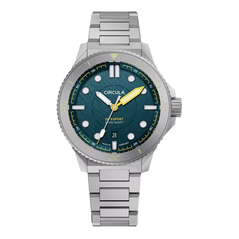 Circula DiveSport Titanium Petrol Bracelet Grey Bezel Circula DiveSport Titanium Petrol Bracelet Grey Bezel