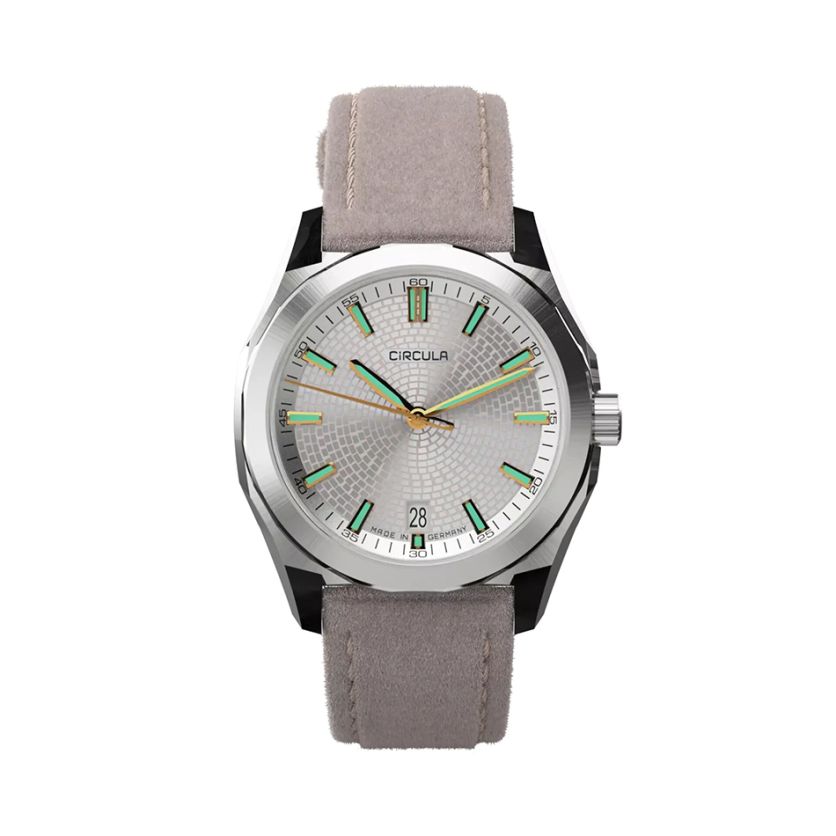 Circula Facet Silver Suede Strap Circula Facet Silver Suede Strap