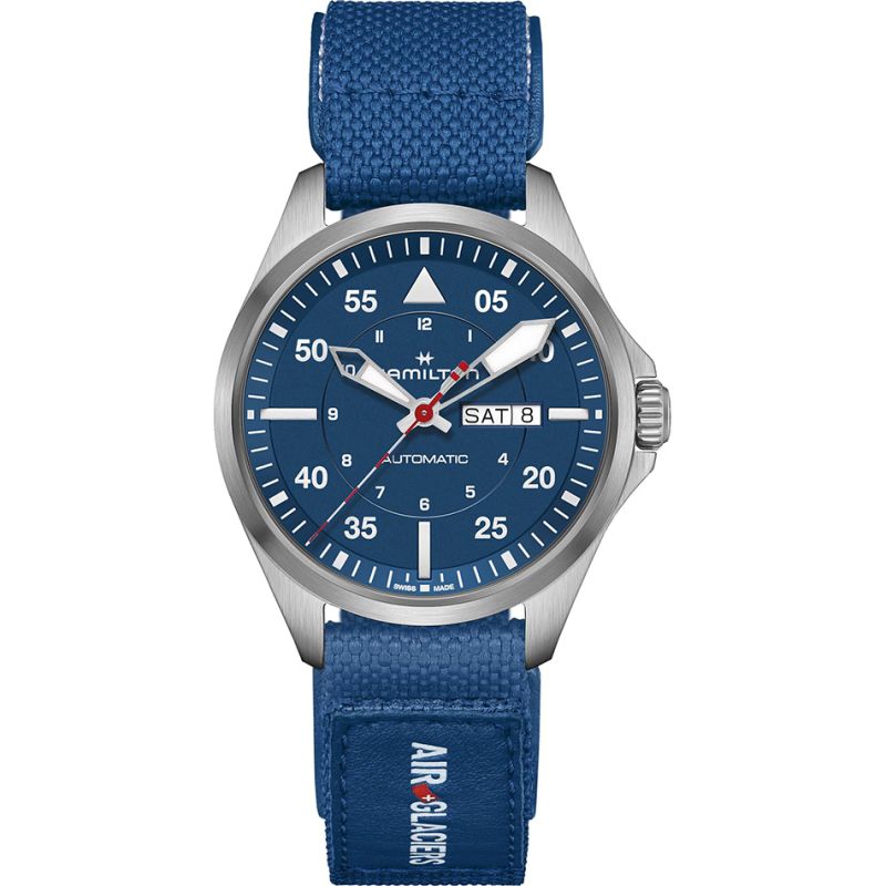 Hamilton KHAKI AVIATION PILOT DAY DATE AUTO AIR-GLACIERS EDITION H64655941 + Strap Hamilton KHAKI AVIATION PILOT DAY DATE AUTO AIR-GLACIERS EDITION H64655941 + Strap