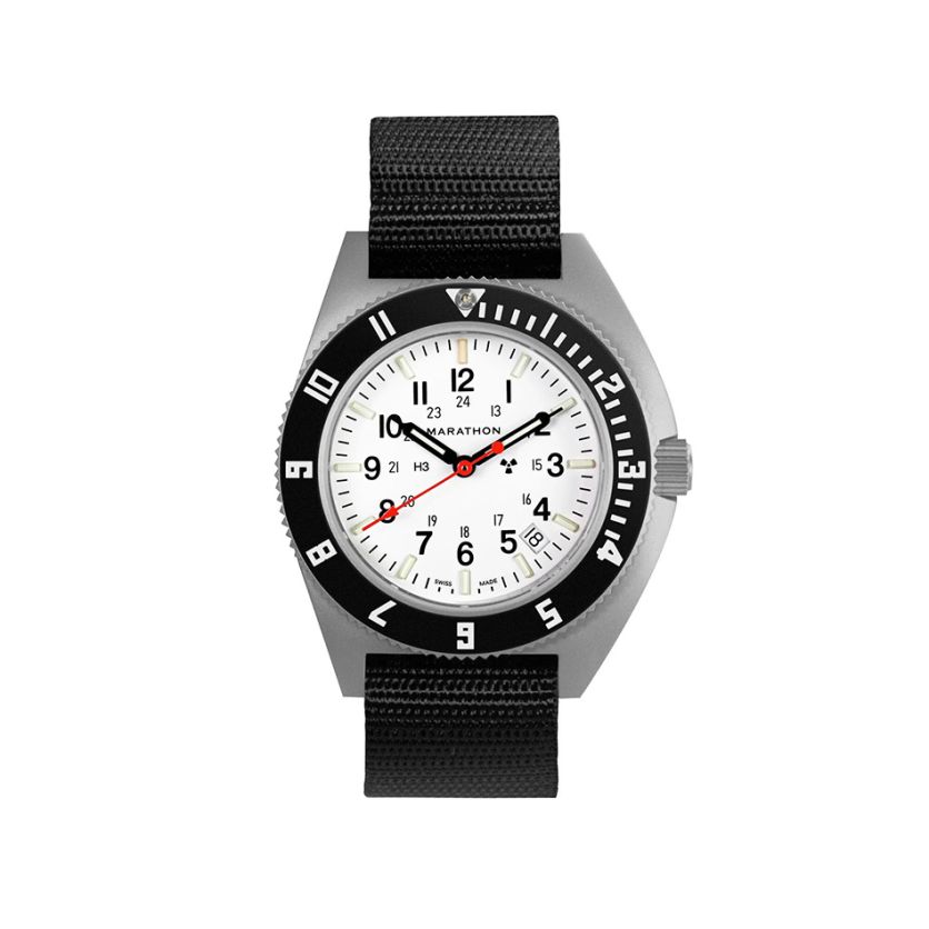 Marathon 41mm Arctic Steel Navigator with Date (SSNAV-D) on Ballistic Nylon SKU: WW194013SS-0501 Marathon 41mm Arctic Steel Navigator with Date (SSNAV-D) on Ballistic Nylon SKU: WW194013SS-0501