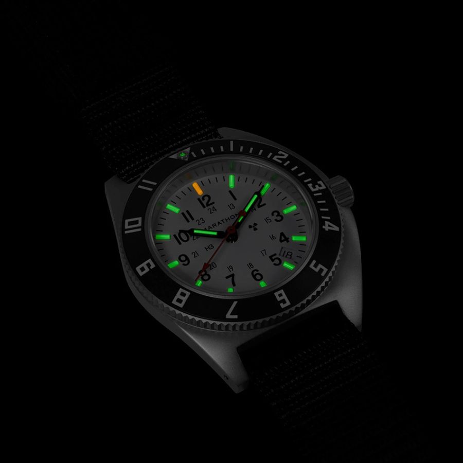 Marathon 41mm Arctic Steel Navigator with Date (SSNAV-D) on Nylon DEFSTAN WW194013SS-0503