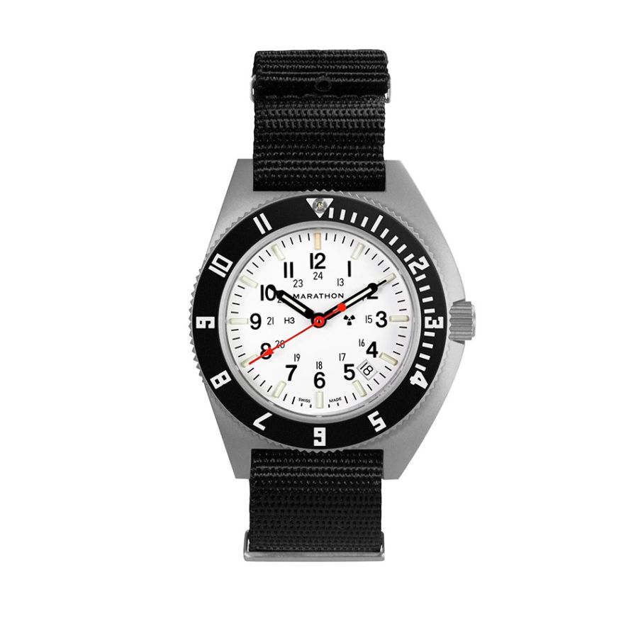 Marathon 41mm Arctic Steel Navigator with Date (SSNAV-D) on Nylon DEFSTAN WW194013SS-0503