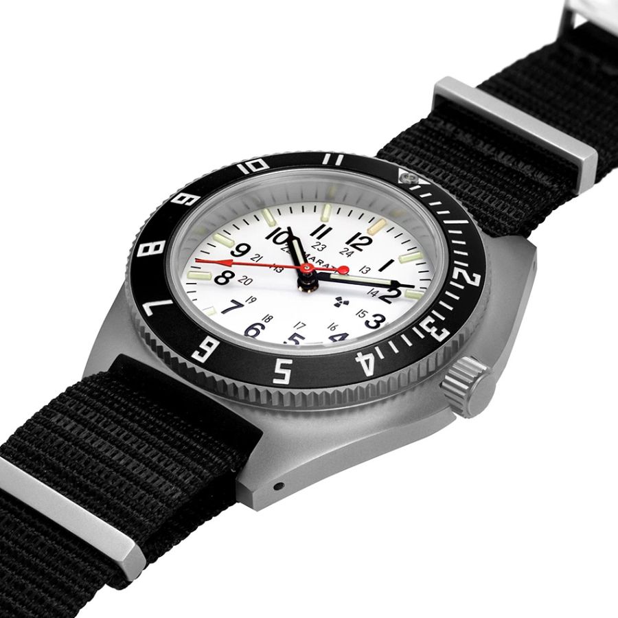 Marathon 41mm Arctic Steel Navigator with Date (SSNAV-D) on Nylon DEFSTAN WW194013SS-0503