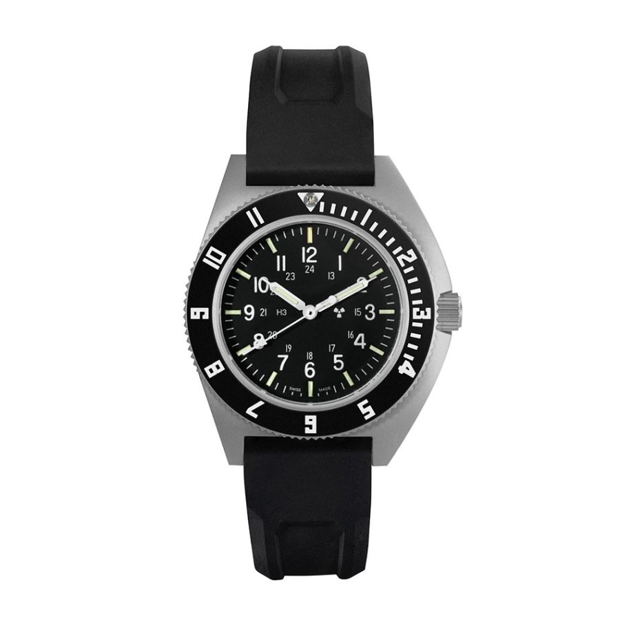 Marathon 41mm Steel Navigator (SSNAV) on Black 3-Piece Rubber Strap Kit WW194001SS-0830