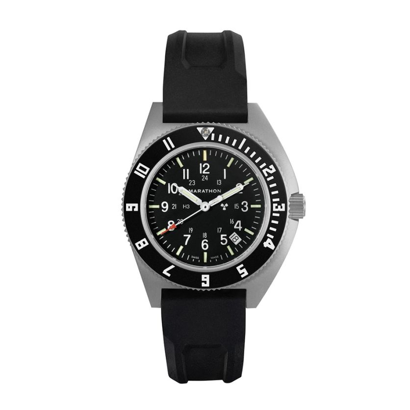 Marathon 41mm Steel Navigator with Date (SSNAV-D) on Black 3-Piece Rubber Strap Kit WW194013SS-0130 Marathon 41mm Steel Navigator with Date (SSNAV-D) on Black 3-Piece Rubber Strap Kit WW194013SS-0130