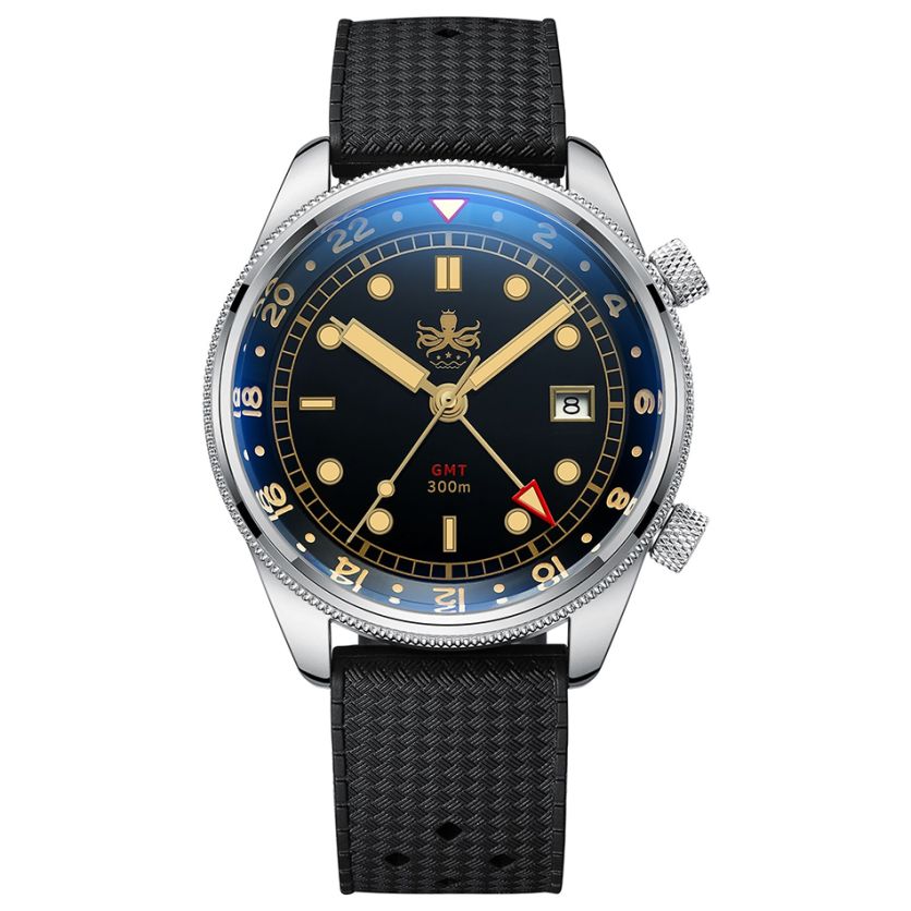 Phoibos Eagle Ray GMT Black and Gold PX023D Phoibos Eagle Ray GMT Black and Gold PX023D