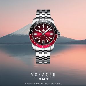 Phoibos Voyager GMT PY058D Burgundy Red Sunray Phoibos Voyager GMT PY058D Burgundy Red Sunray