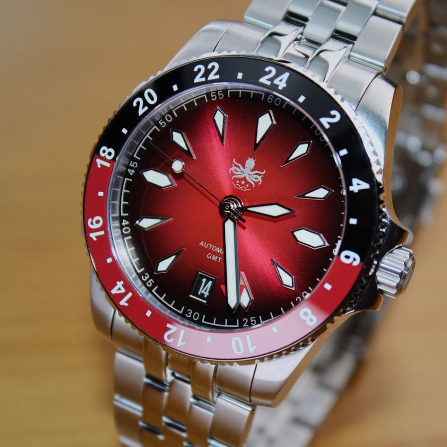 Phoibos Voyager GMT PY058D Burgundy Red Sunray