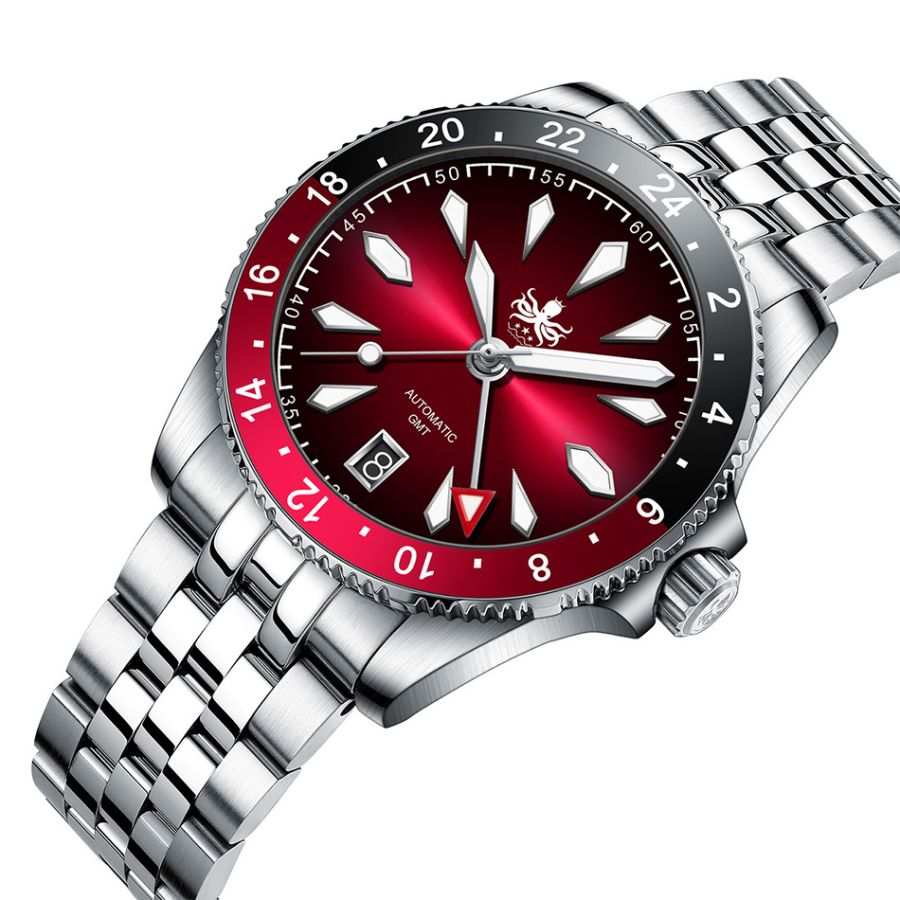 Phoibos Voyager GMT PY058D Burgundy Red Sunray