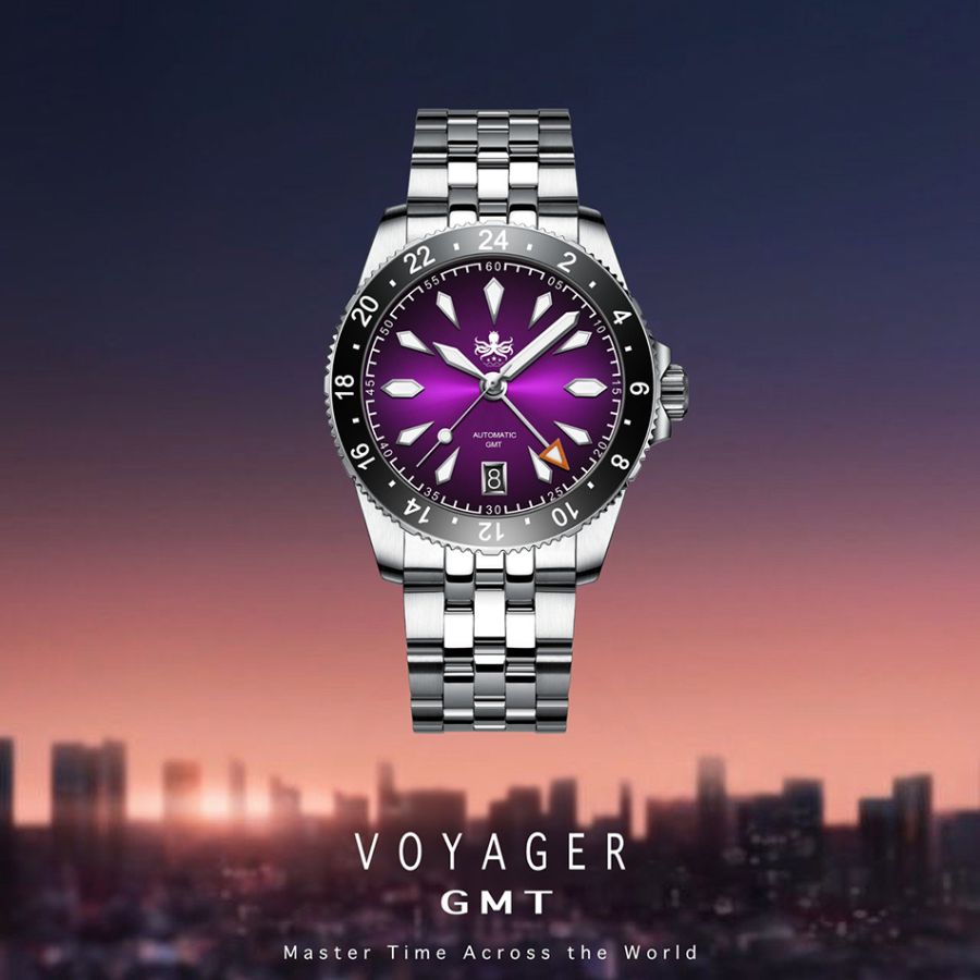 Phoibos Voyager GMT PY058H Royal Purple Sunray