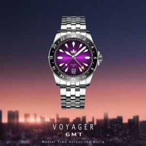 Phoibos Voyager GMT PY058H Royal Purple Sunray Phoibos Voyager GMT PY058H Royal Purple Sunray