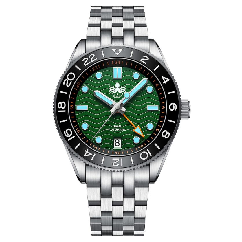 Phoibos WAVE MASTER GMT PY049A Green Phoibos WAVE MASTER GMT PY049A Green